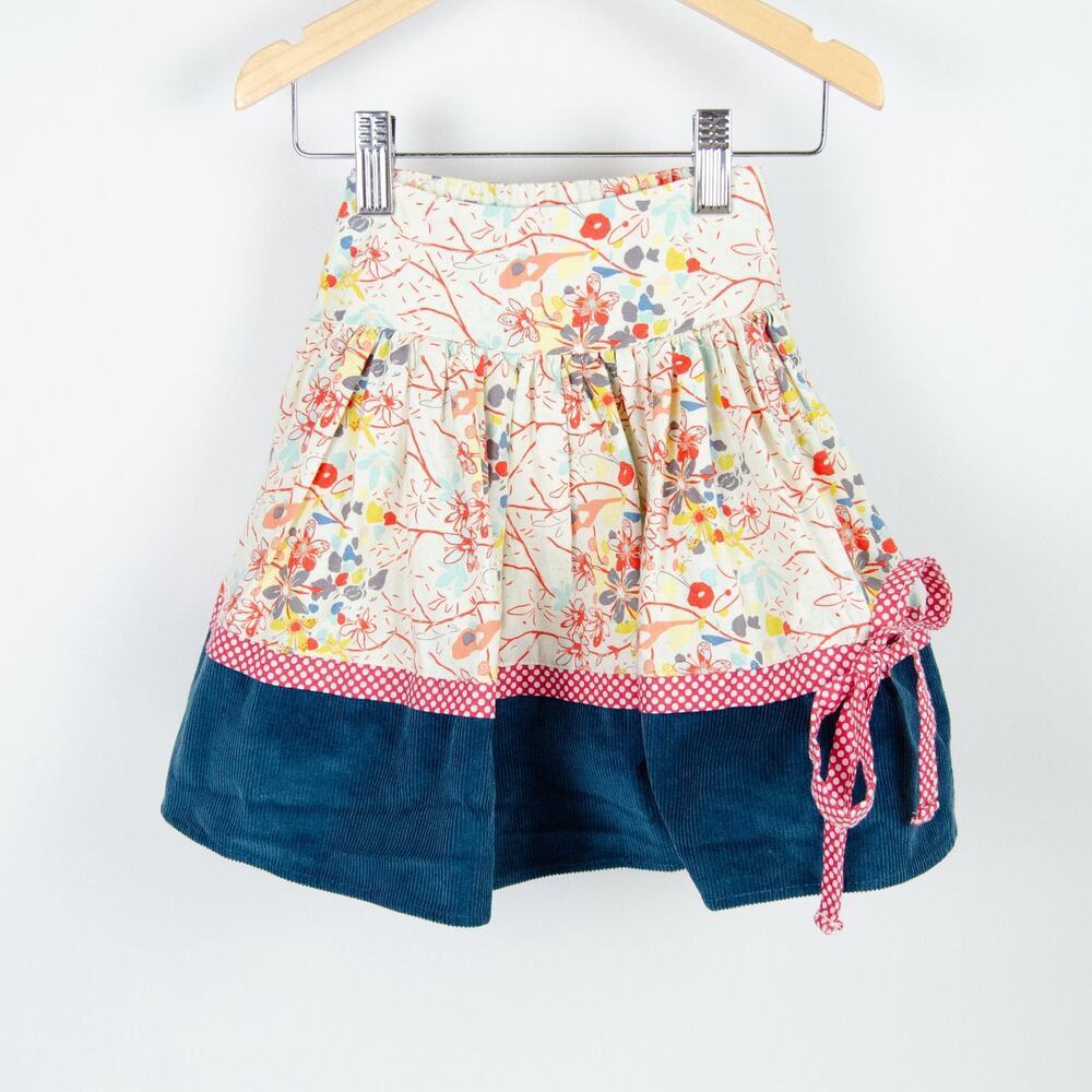 Magpie & Mabel Floral Printed Corduroy Skirt Made‎ in USA Multicolor Kids Sz 4